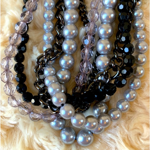Premier Design Multi-Strand Silver And Black Bead Necklace - Picture 4 of 5